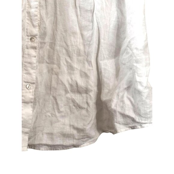 Lucky Brand White Button-Down Linen Shirt Womens 2X Relaxed Fit Short Sleeve Col - Picture 4 of 7